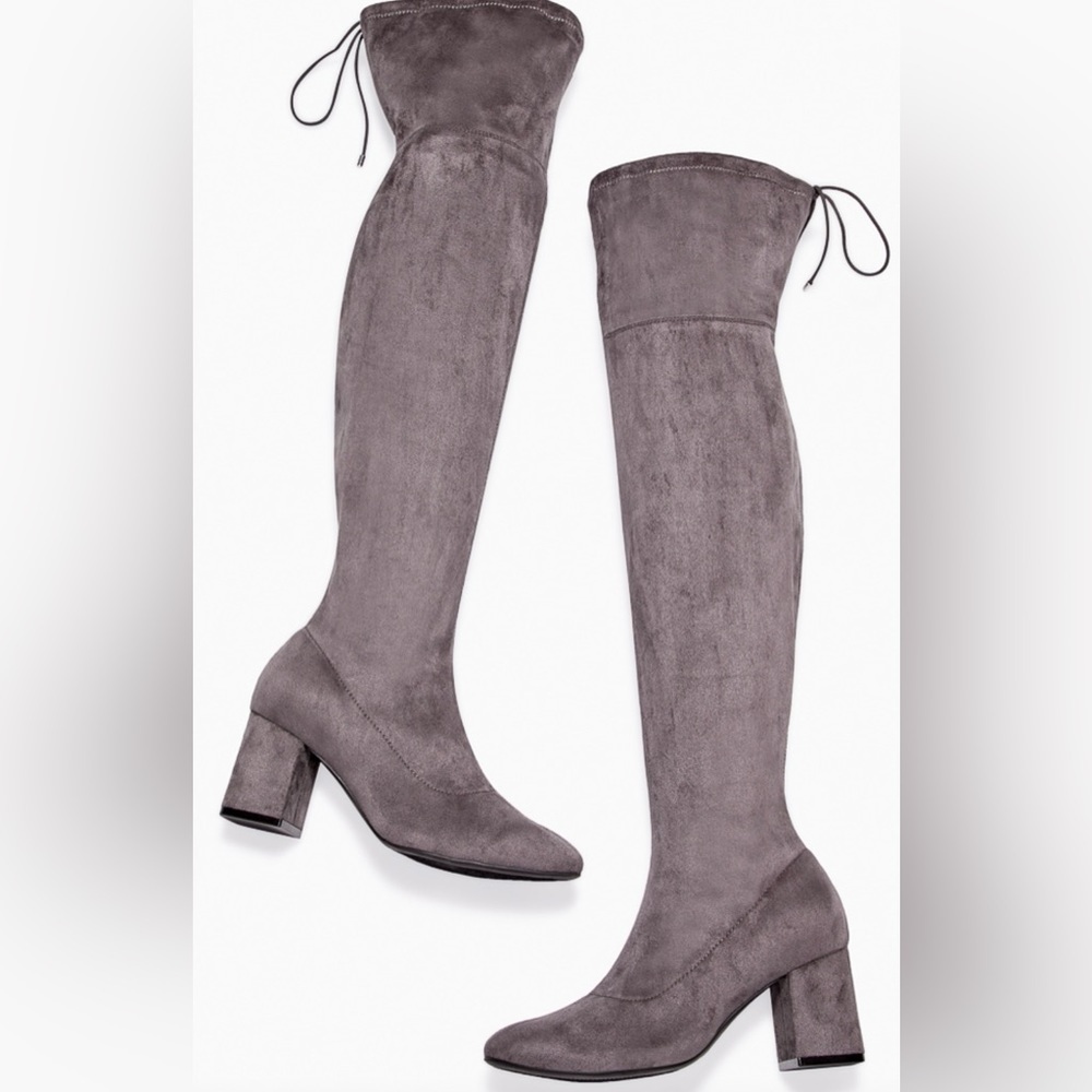 Dauphine Tie Over-The-Knee Boot Color: Magnet Gray Size 8 - Picture 4 of 6